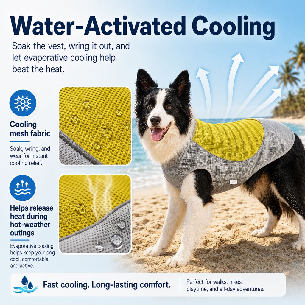 Water-Activated & Breathable Dog Cooling Vest (Ice Pack Pocket) – view 8