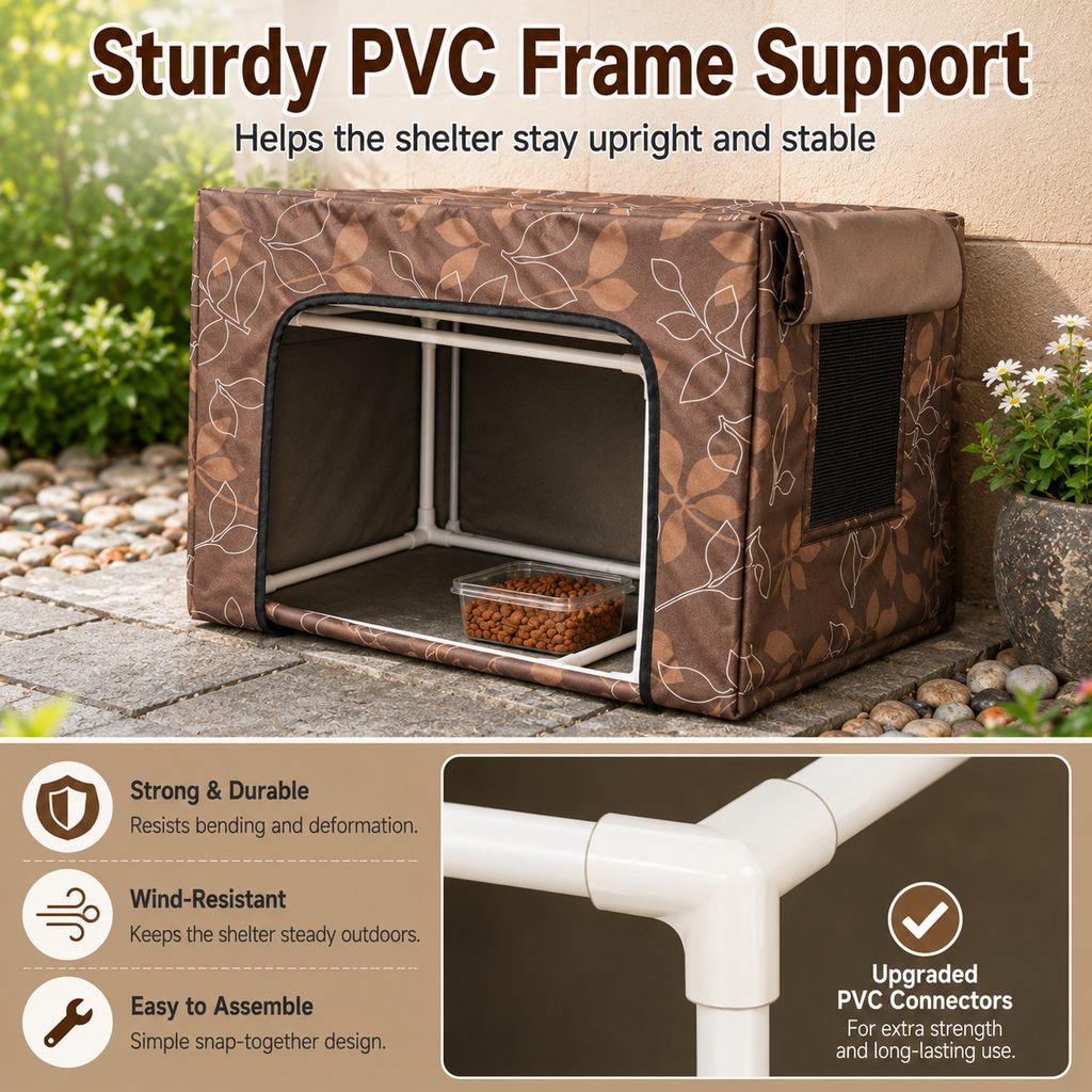 Water-Resistant Oxford PVC Frame Cat Feeding Shelter – view 7