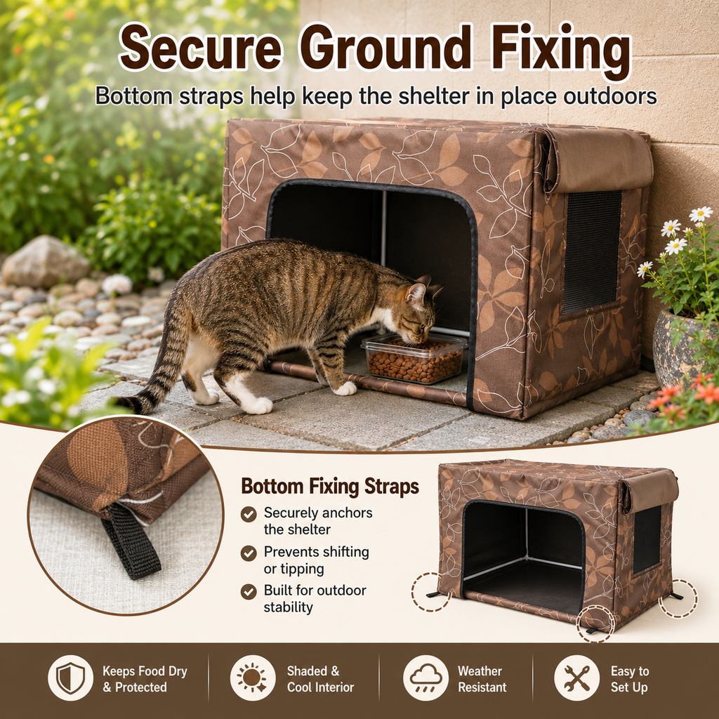 Water-Resistant Oxford PVC Frame Cat Feeding Shelter – view 8