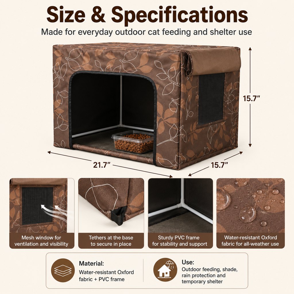 Water-Resistant Oxford PVC Frame Cat Feeding Shelter – view 10