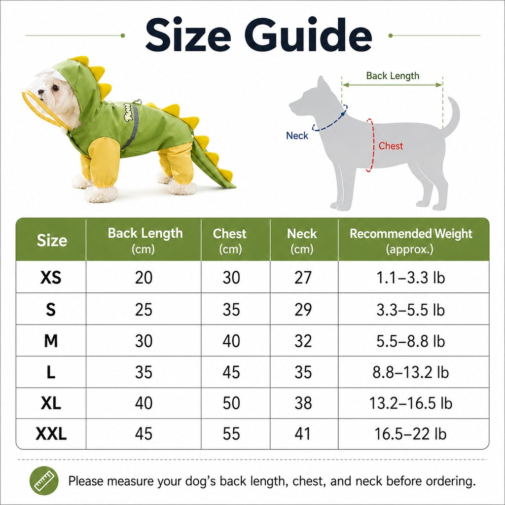 Waterproof Full-Body Dog Raincoat (Clear Visor & Leash Ring) – view 12