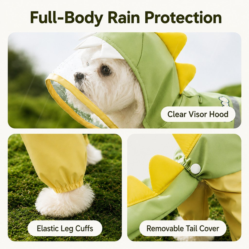 Waterproof Full-Body Dog Raincoat (Clear Visor & Leash Ring) – view 10