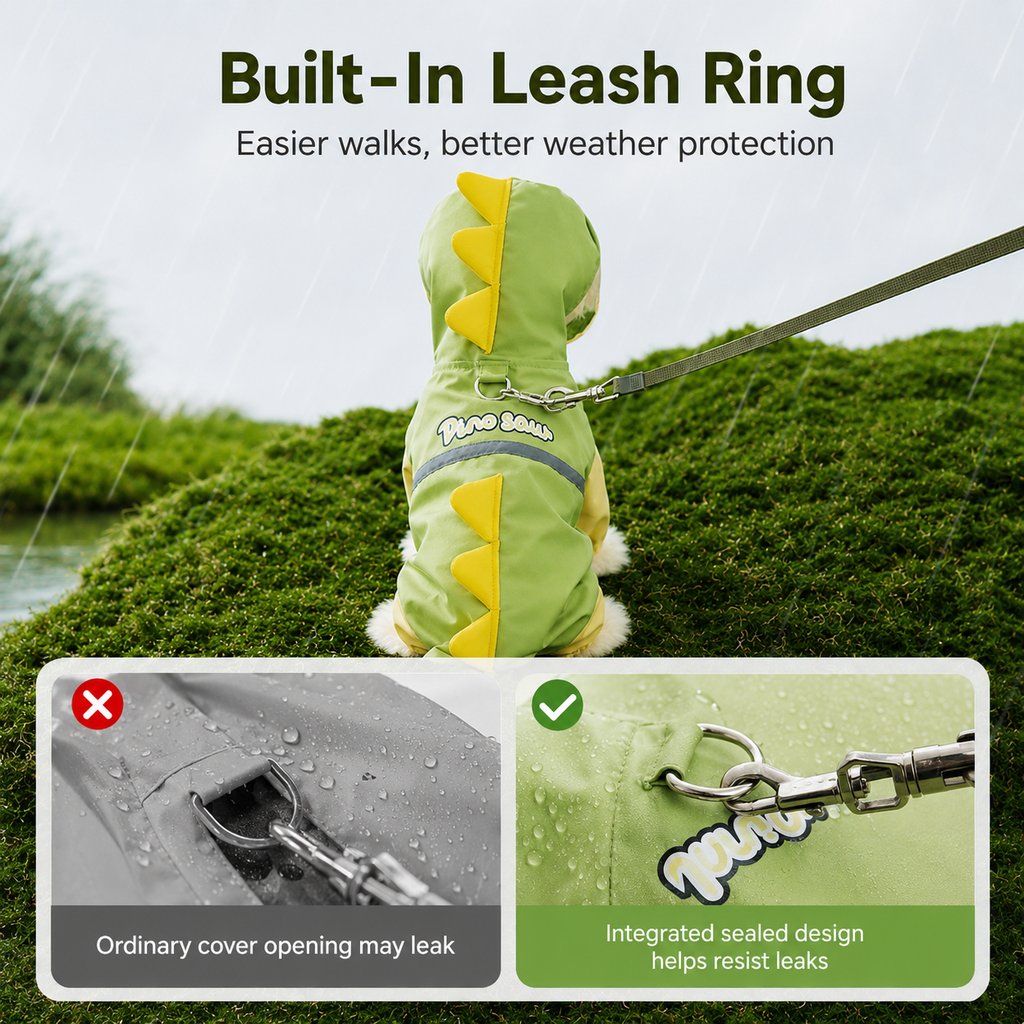 Waterproof Full-Body Dog Raincoat (Clear Visor & Leash Ring) – view 11