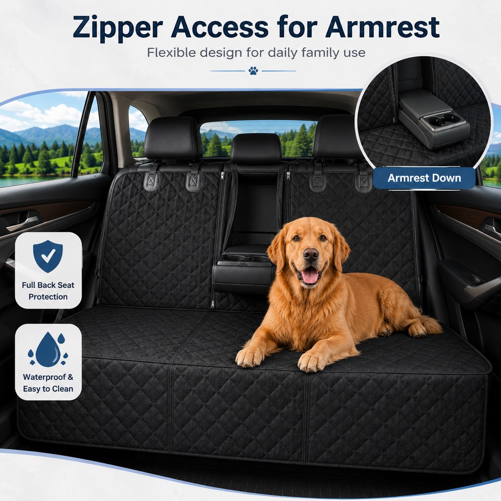 Waterproof Quilted Non-Slip Rear Bench Pet Car Seat Cover – view 7