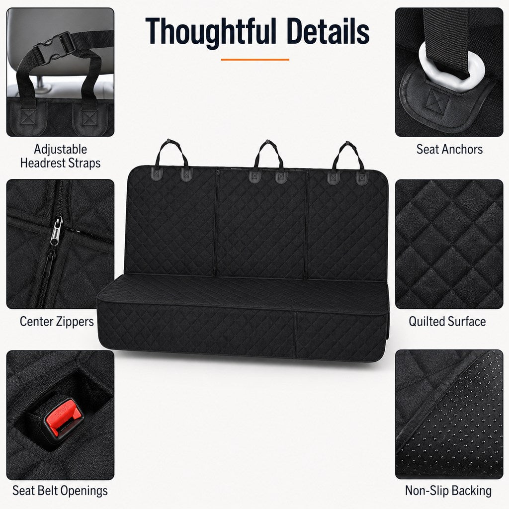Waterproof Quilted Non-Slip Rear Bench Pet Car Seat Cover – view 9