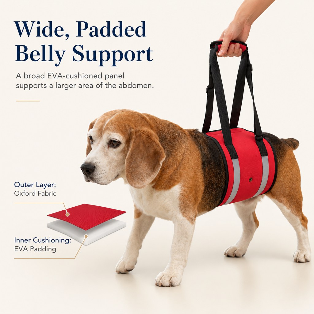 Wide EVA-Cushioned Belly Support Dog Lift Sling (Adjustable Straps) – view 7