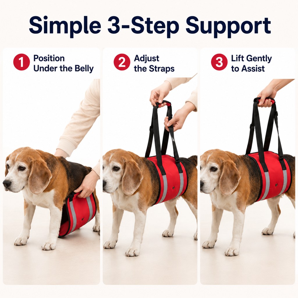 Wide EVA-Cushioned Belly Support Dog Lift Sling (Adjustable Straps) – view 10