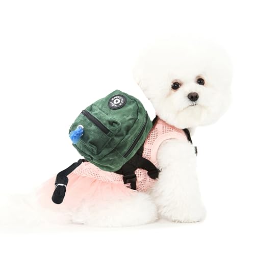Dog Backpack Harness with Leash Adjustable Travel Hiking Walking Harness Backpack – view 9