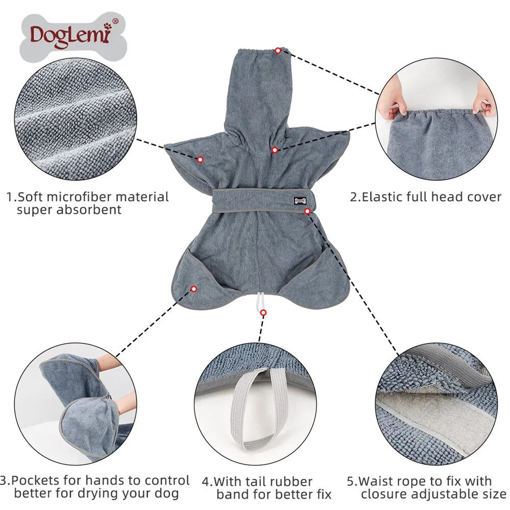 Dog Bathrobe Super Absorbent Pet Dog Cat Bath Towel Grooming Towel – view 7
