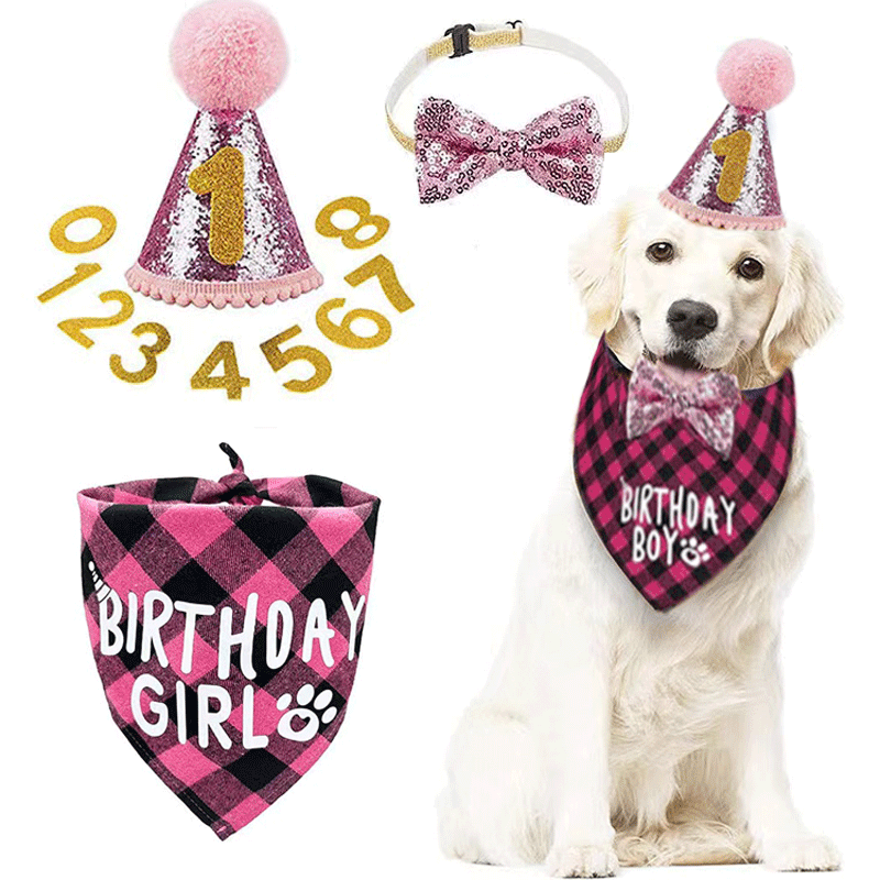Dog Birthday Party Supplies Balloon Scarf Bow Tie Crown Hat Banner Pull Flag Pet Set – view 7