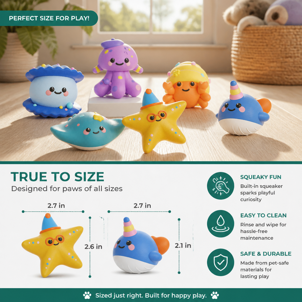 Cute Squeaky Ocean Animal Dog Toy – view 12