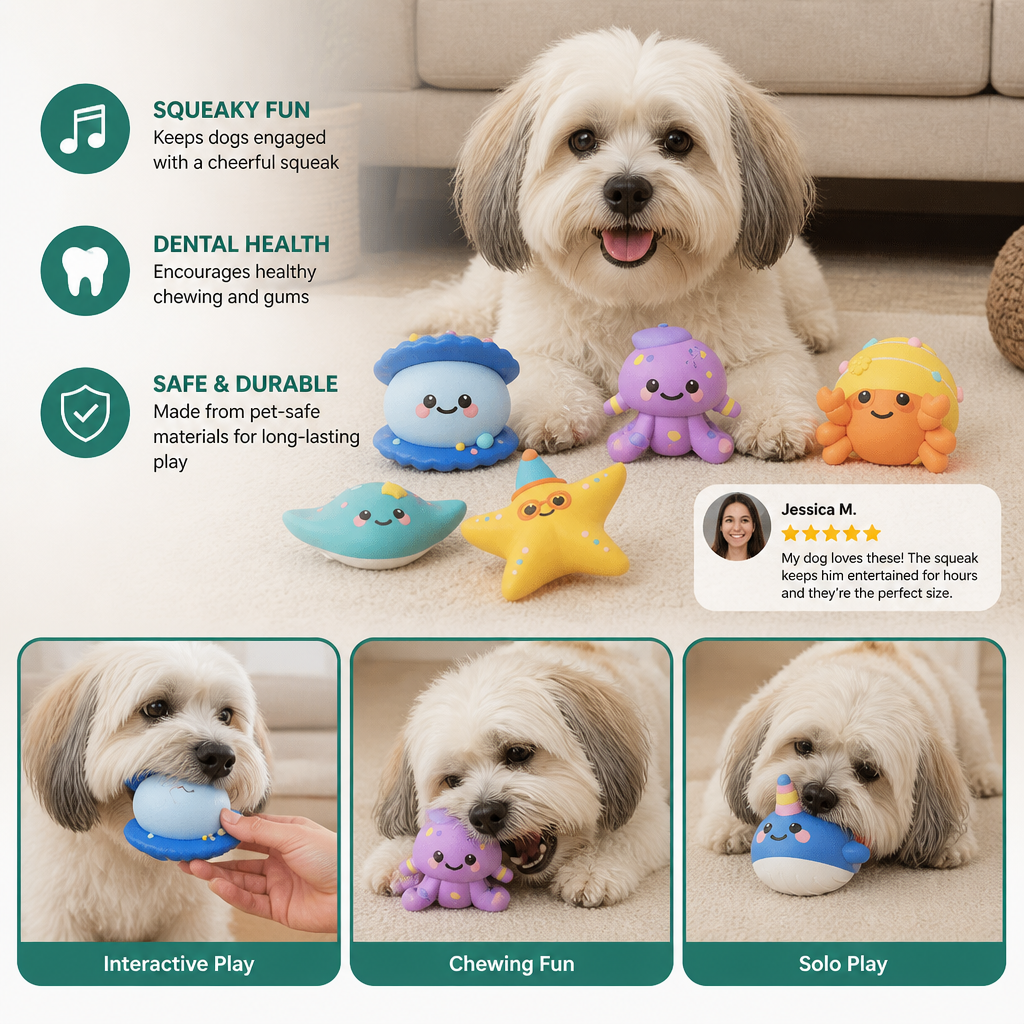 Cute Squeaky Ocean Animal Dog Toy – view 10