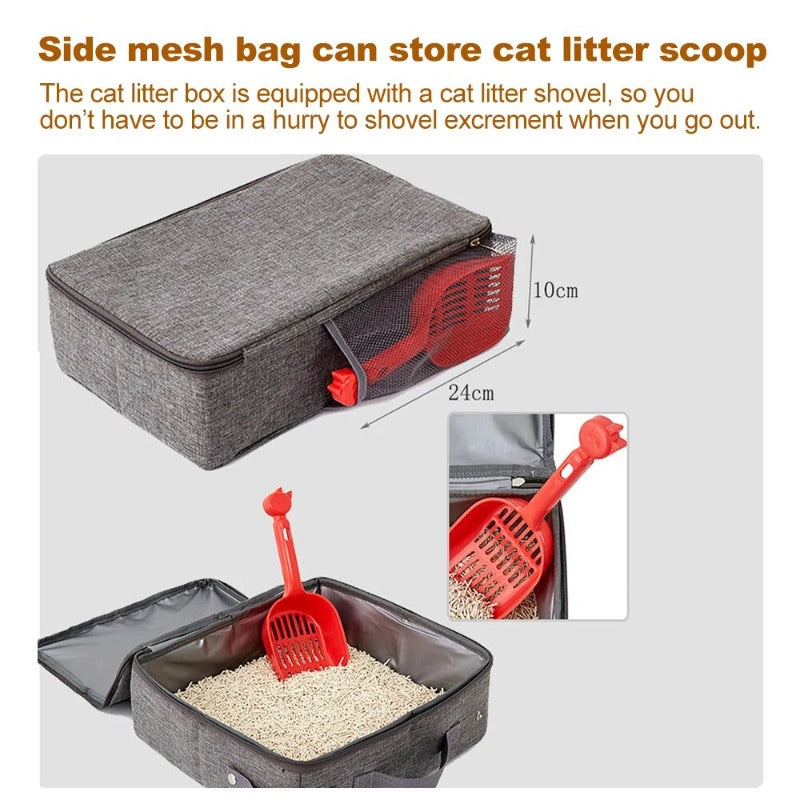Portable Foldable Cat Travel Litter Box With Zipper Waterproof Oxford Cloth PP Board – view 7