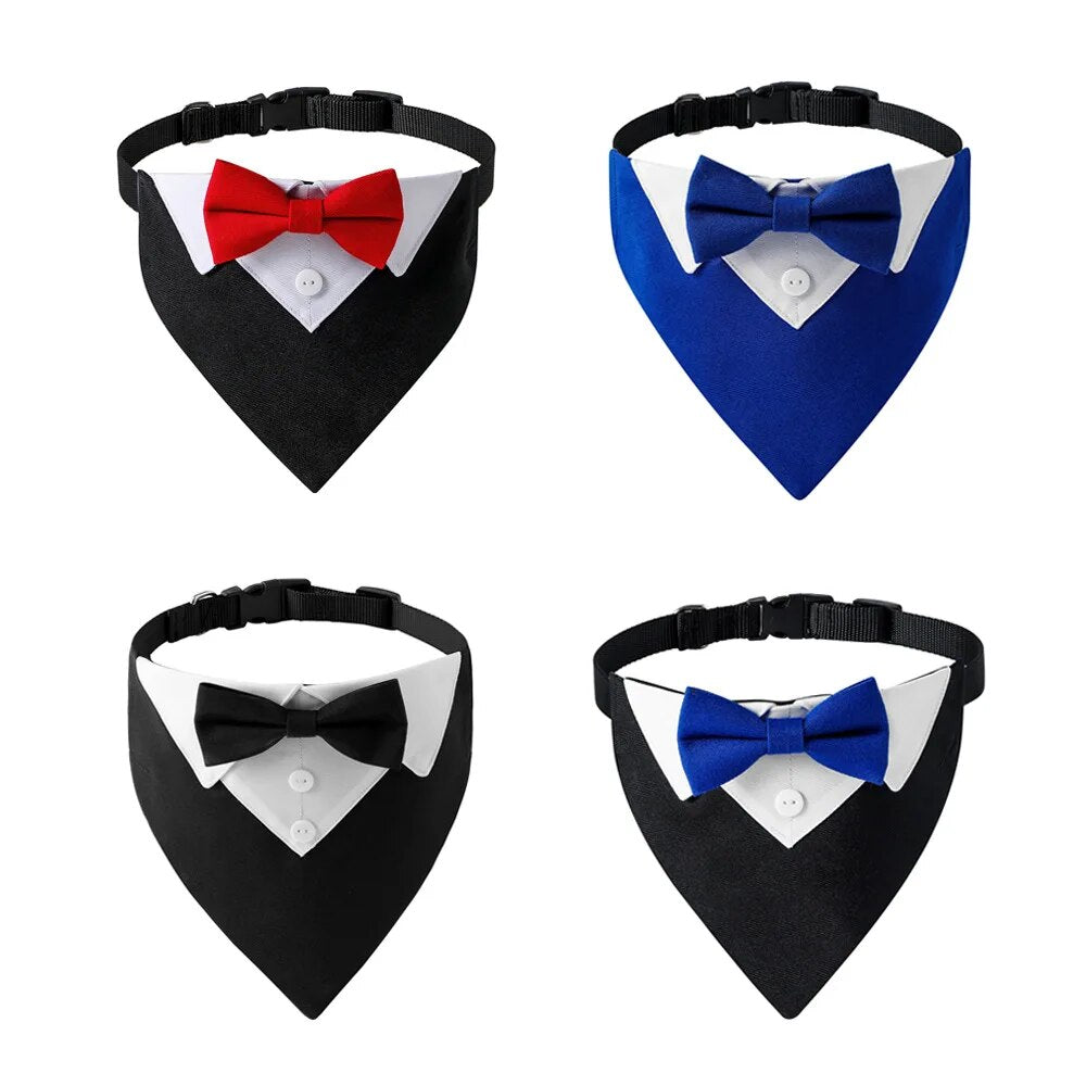 Formal Pet British Wedding Party Suit Scarf Bow Tie Collar Dog Triangle Towel – view 7