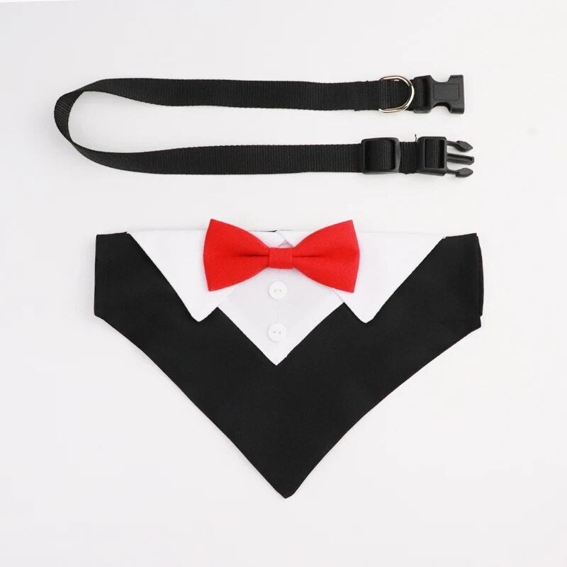 Formal Pet British Wedding Party Suit Scarf Bow Tie Collar Dog Triangle Towel – view 11