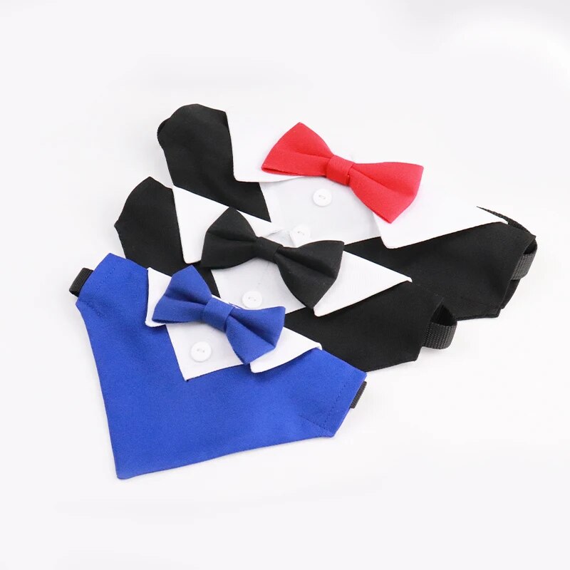 Formal Pet British Wedding Party Suit Scarf Bow Tie Collar Dog Triangle Towel – view 9