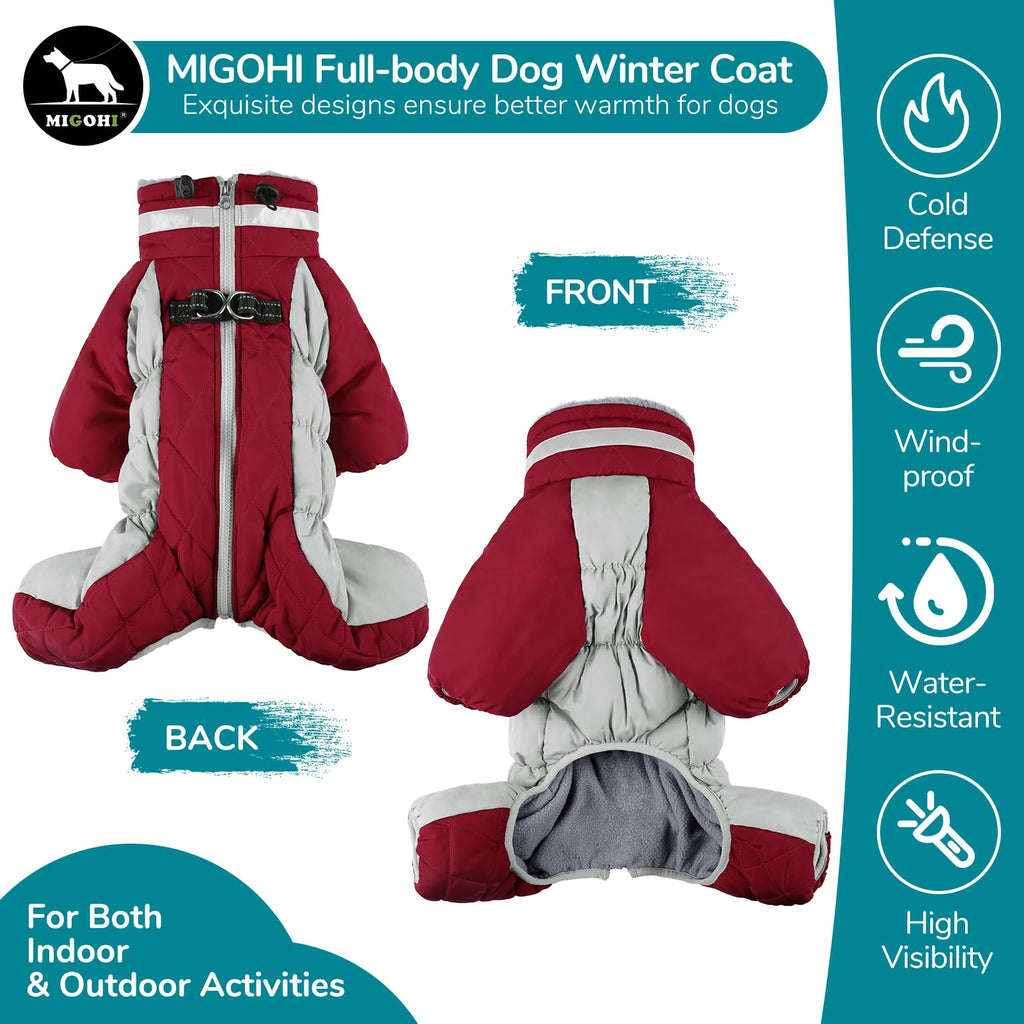 Four-Legged Windproof Waterproof Dog Snowsuit Dog Coat with Zipper Turtleneck Fleece Dog Jacket – view 7
