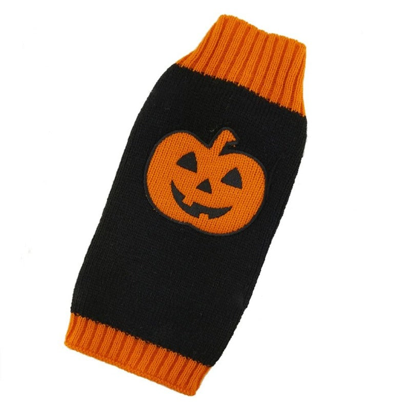 Halloween Dog Sweater Thick High Collar Thick Pumpkin Pattern Sweater – view 12