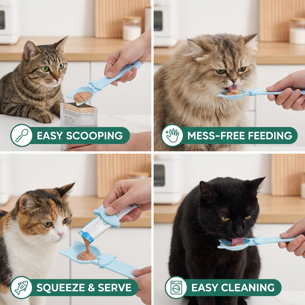 Cat Treat Spoon Feeder – Lickable Wet Food Dispenser with Long Handle – view 7