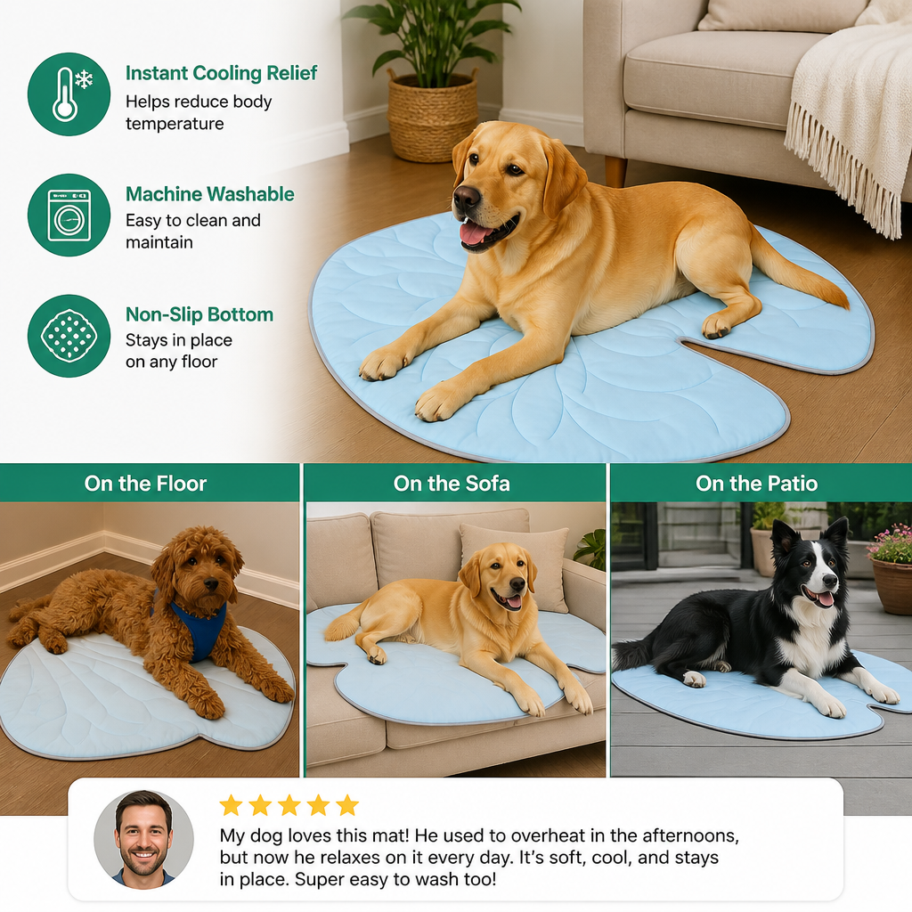 Cooling Leaf-Shaped Pet Mat – Washable Summer Mat with Non-Slip Bottom – view 8