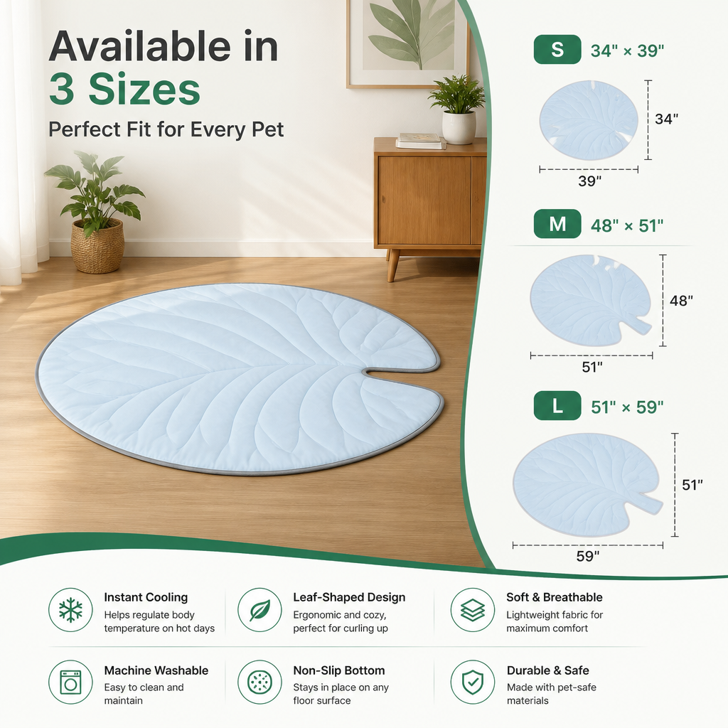 Cooling Leaf-Shaped Pet Mat – Washable Summer Mat with Non-Slip Bottom – view 9