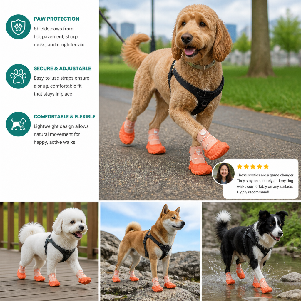 Protective Dog Shoes with Adjustable Straps for Comfortable Outdoor Walks – view 7