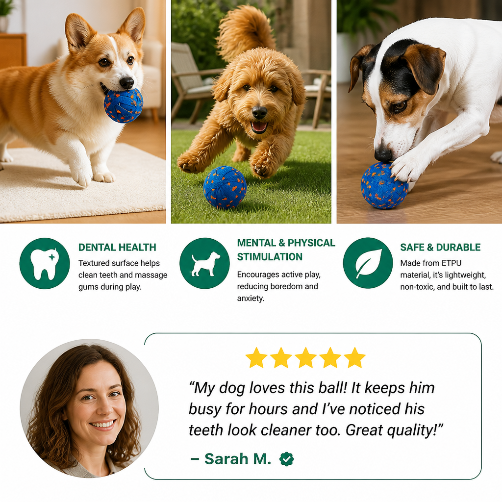 Interactive Rechargeable Dog Ball – Smart Rolling & Dental Chew Toy – view 7