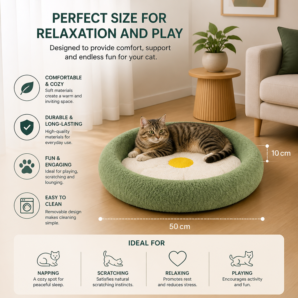 Flower Cat Scratcher Bed – Cozy 2-in-1 Scratching Lounge – view 7