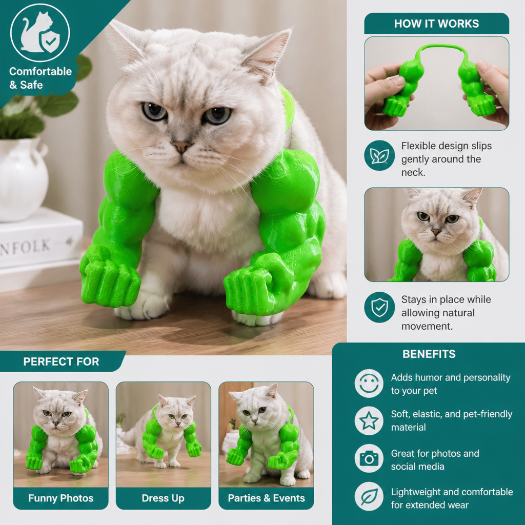 Muscle Arm Cat Costume Harness for Funny Pet Photos and Dress Up – view 10