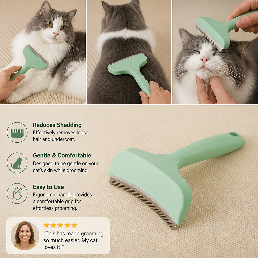 Cat Deshedding Undercoat Rake – Extra-Wide Grooming Tool for Loose Fur & Long Hair – view 7
