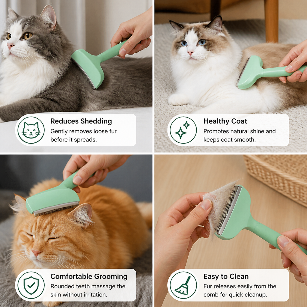 Cat Deshedding Undercoat Rake – Extra-Wide Grooming Tool for Loose Fur & Long Hair – view 8