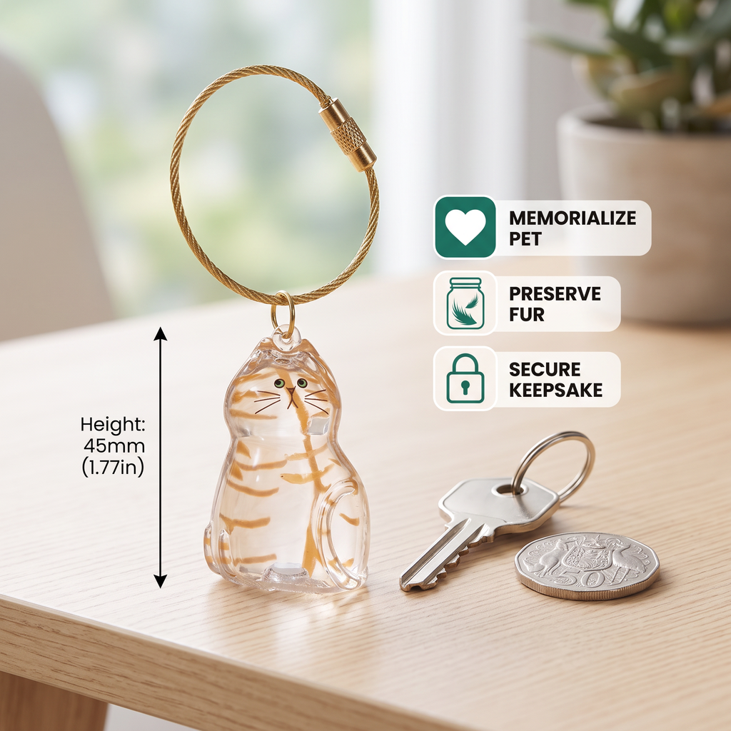 Cat Hair Keepsake Keychain – Pet Fur Memory Holder – view 10
