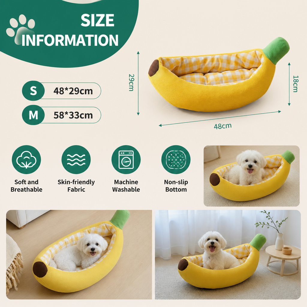 Banana-Shaped Cozy Pet Bed for Dogs – view 7