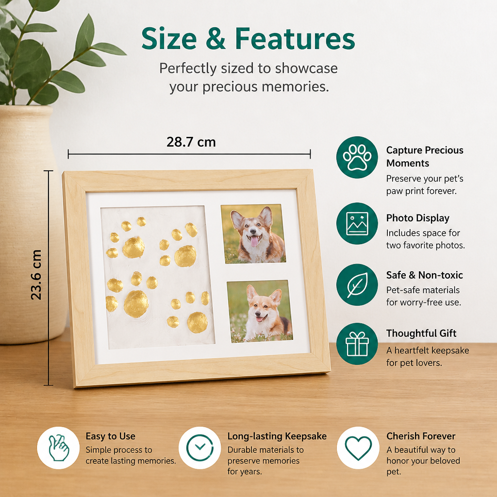 DIY Pet Paw Print Keepsake Frame Kit – Paw Impression & Photo Display – view 8