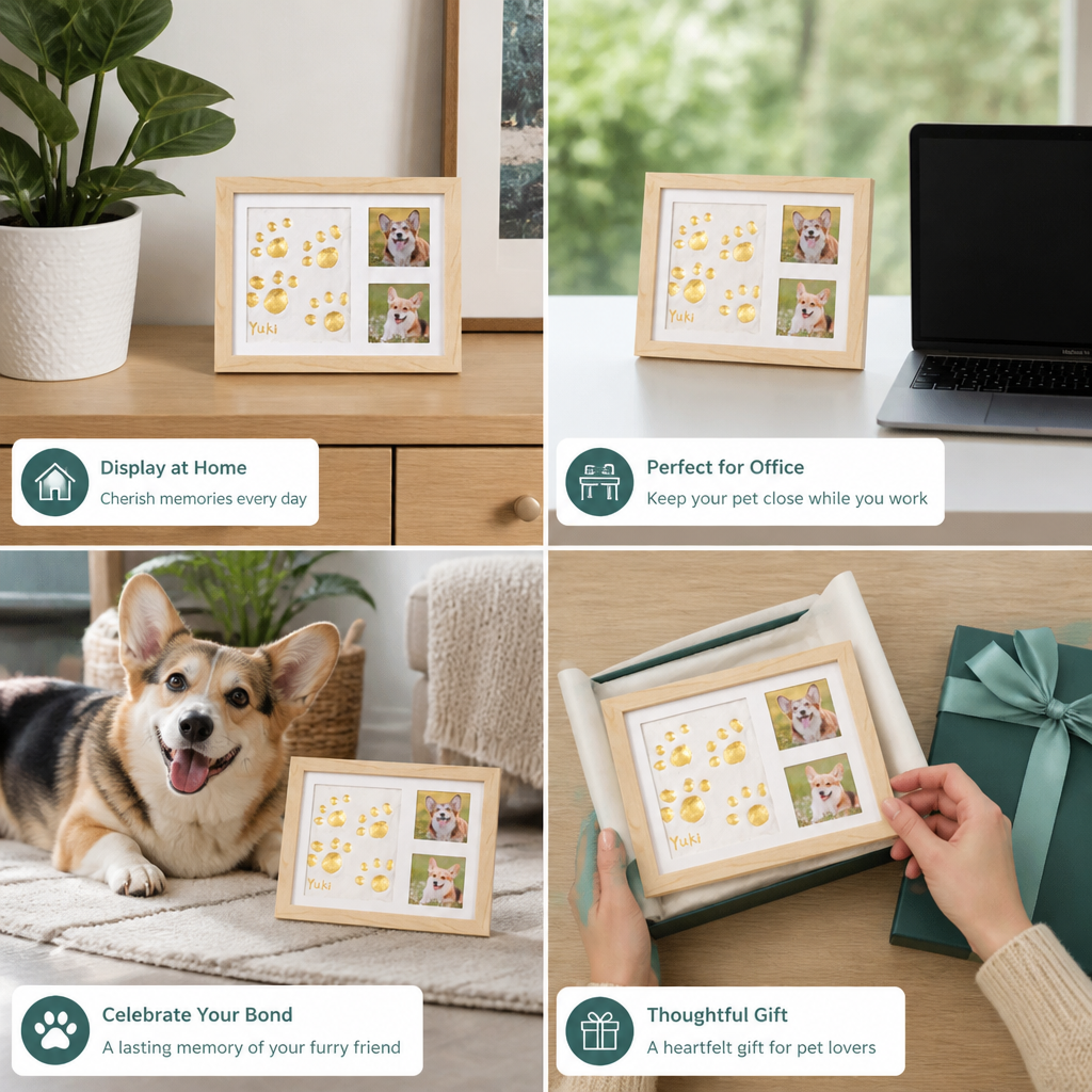 DIY Pet Paw Print Keepsake Frame Kit – Paw Impression & Photo Display – view 7