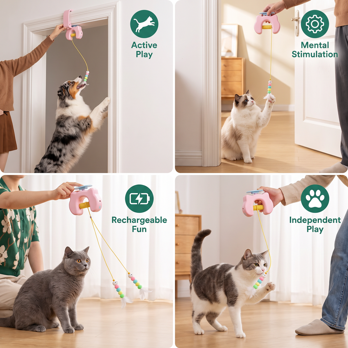 Rechargeable Hanging Door Cat Toy with Interactive Flying Feather – view 7