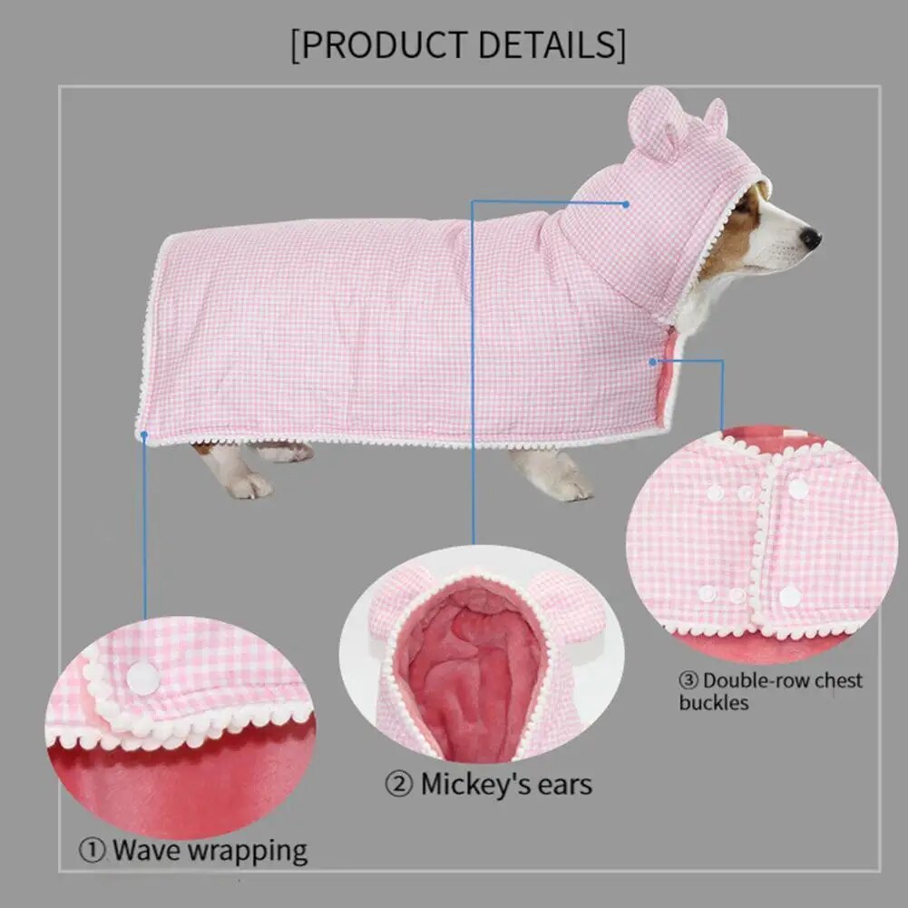 Pet Plaid Shawl Cat Cape Thickening Warm Flannel Pet Nightgown – view 7