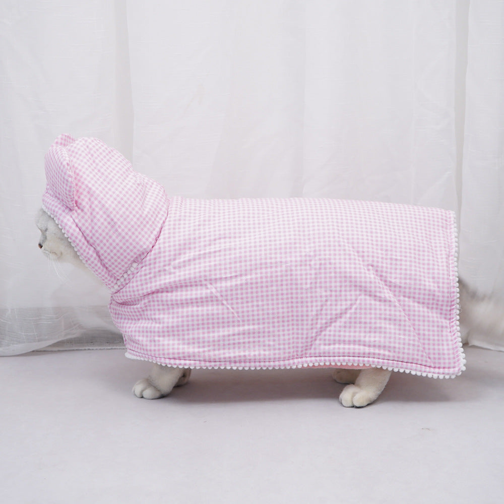 Pet Plaid Shawl Cat Cape Thickening Warm Flannel Pet Nightgown – view 12
