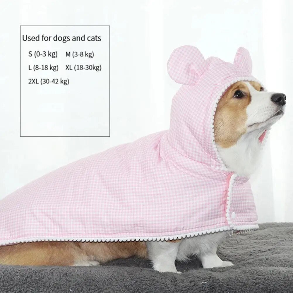 Pet Plaid Shawl Cat Cape Thickening Warm Flannel Pet Nightgown – view 8