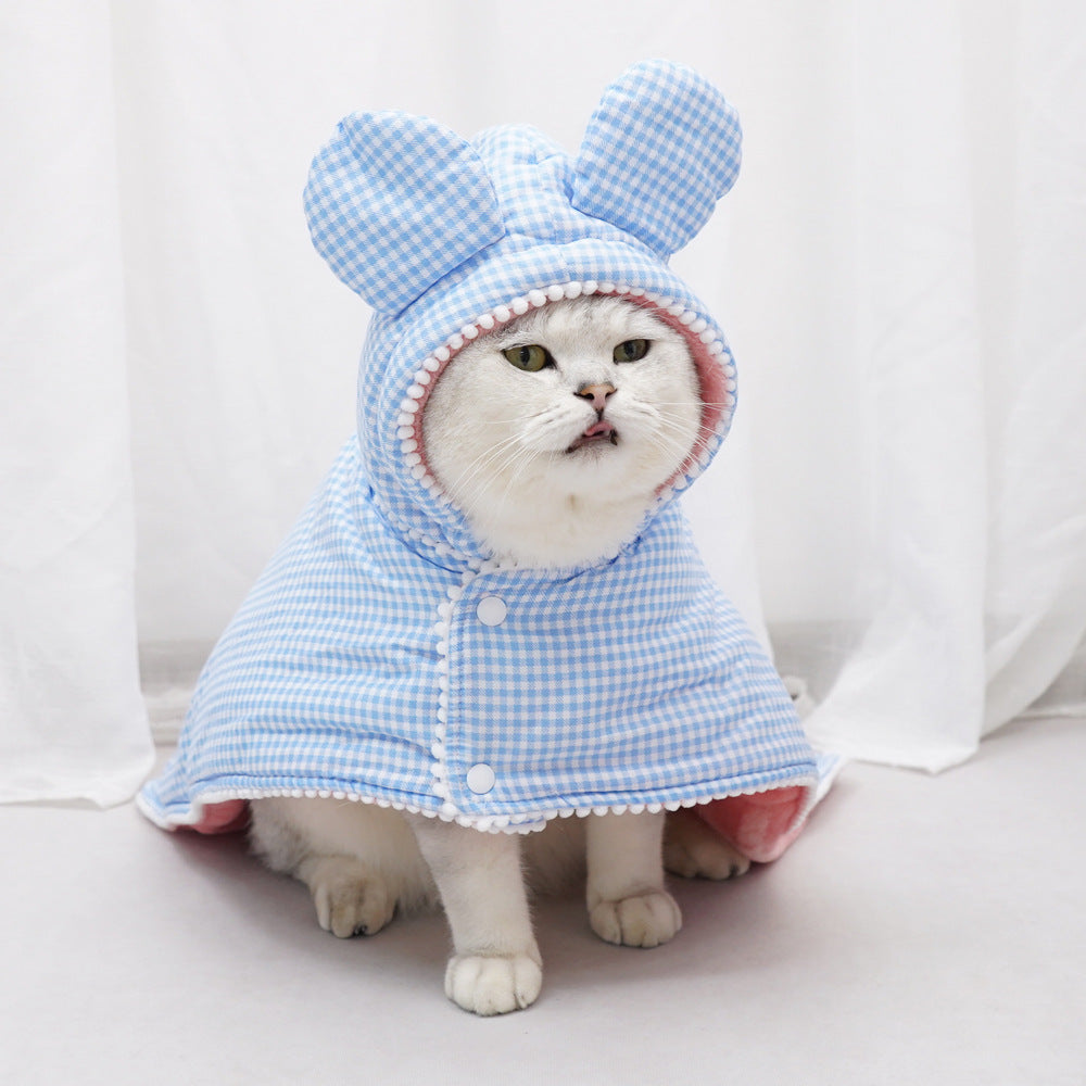 Pet Plaid Shawl Cat Cape Thickening Warm Flannel Pet Nightgown – view 13