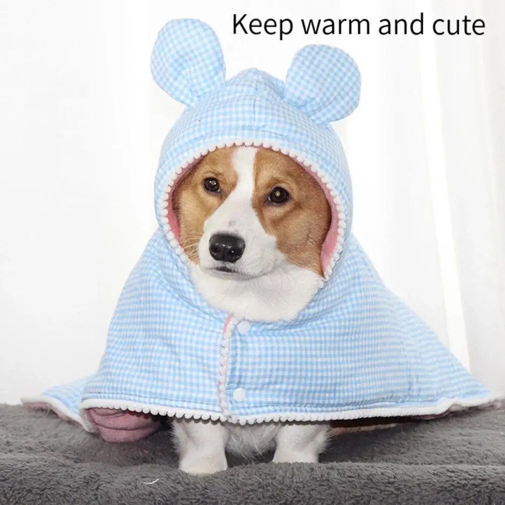 Pet Plaid Shawl Cat Cape Thickening Warm Flannel Pet Nightgown – view 10
