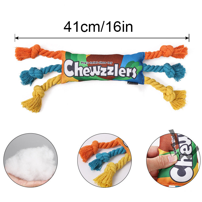 Pet Dog Rainbow Twist Candy Toy Resist Cotton Dog Ropes Ball Soundmaking Chew Interactive Toys – view 7