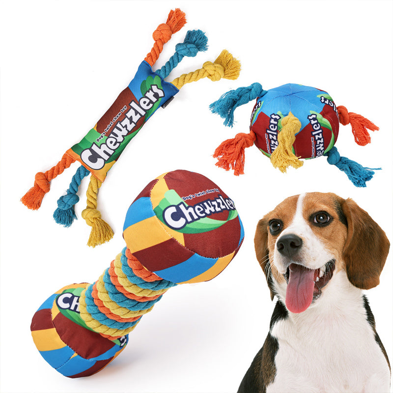 Pet Dog Rainbow Twist Candy Toy Resist Cotton Dog Ropes Ball Soundmaking Chew Interactive Toys – view 9