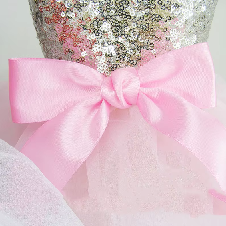 Elegant Dog Dress with Sequins and Tulle Skirt in 2 Colours – view 7