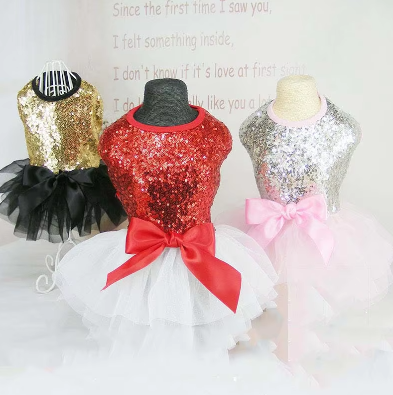 Elegant Dog Dress with Sequins and Tulle Skirt in 2 Colours – view 8