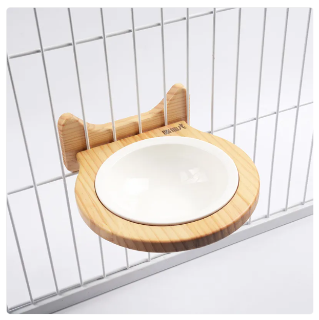 Hanging Bowl for Cats - Wall Mount Support with Cloud-Shaped Wooden Frame – view 7