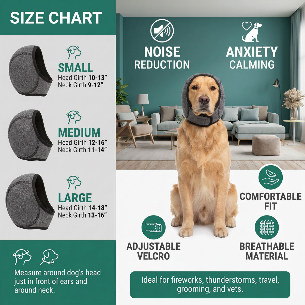 Protection Dog Ear Muffs Noise-Reducing & Anxiety-Calming Ear Cover – view 15