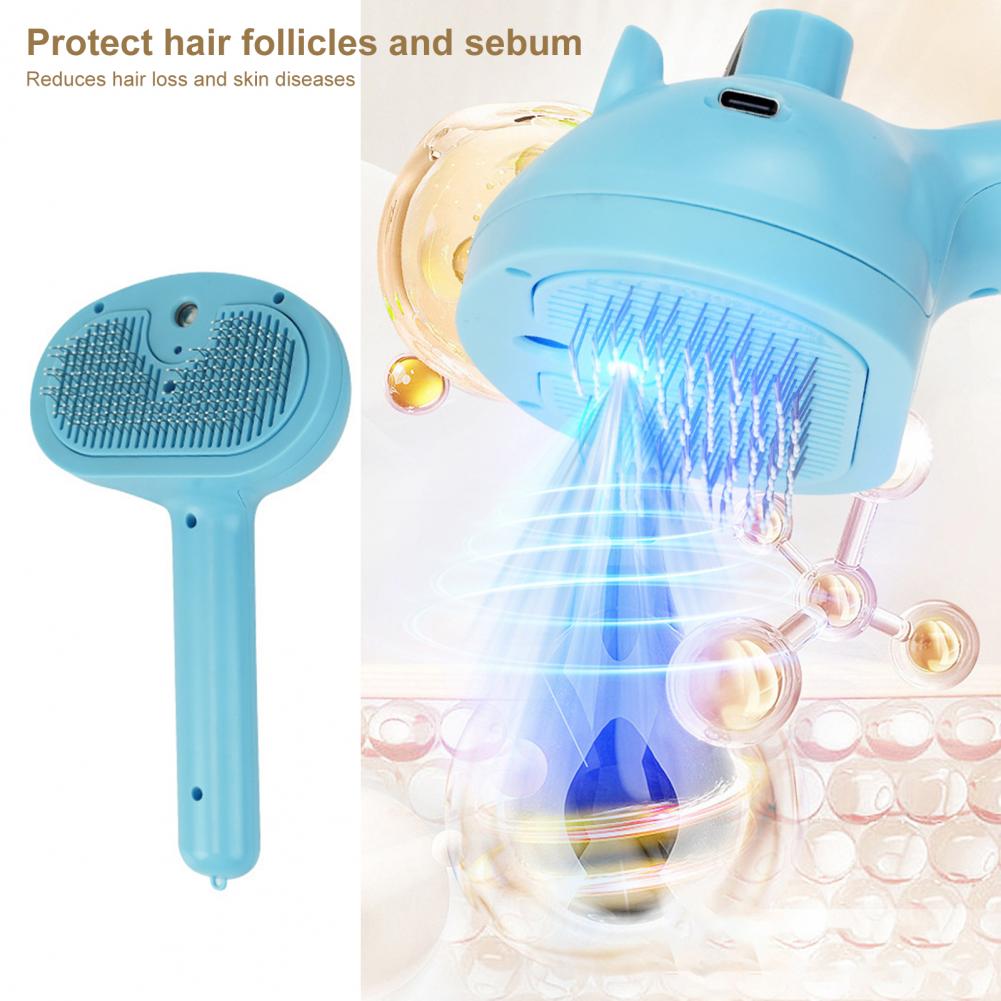 Steamy Cat Brush Non-slip Handle Cat Bath Brush Steel Needle Comb – view 7