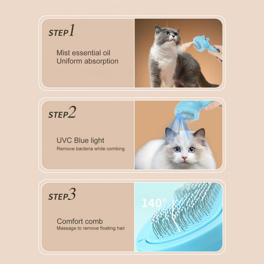 Steamy Cat Brush Non-slip Handle Cat Bath Brush Steel Needle Comb – view 8
