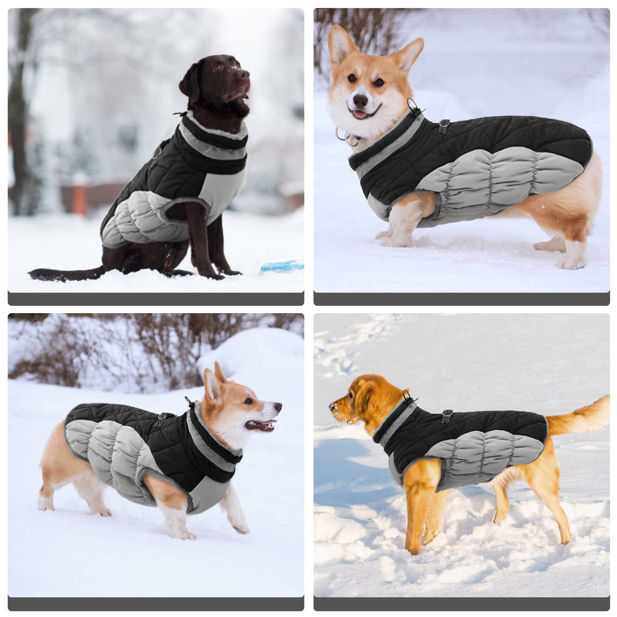 Warm Winter Dog Jacket with Built-in Harness Waterproof Windproof Reflective Fleece Vest with Zipper – view 20